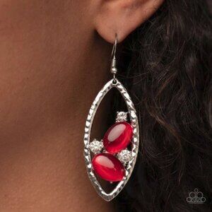 Paparazzi Jewelry Accessories - Famously Fashionable - Red Earrings - Vintage